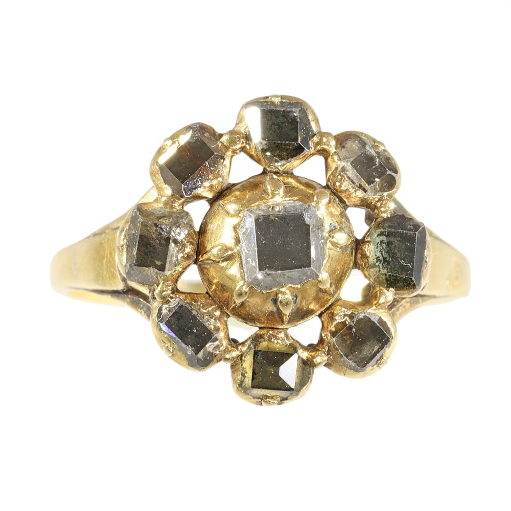 16th/17th Century Diamond Cluster Ring In Yellow Gold