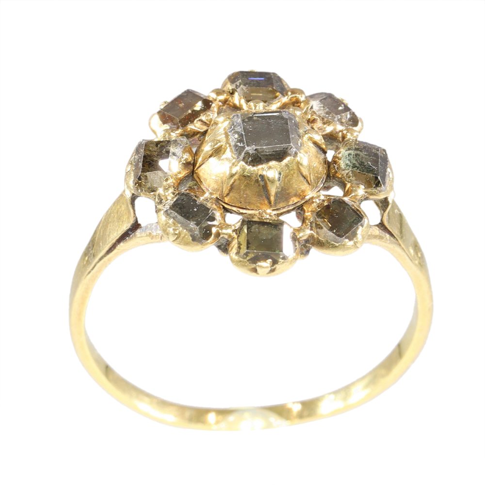 16th/17th Century Diamond Cluster Ring In Yellow Gold