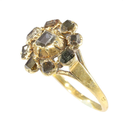 16th/17th Century Diamond Cluster Ring In Yellow Gold