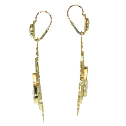 Victorian Cameo Earrings In Yellow Gold With Black Enamel