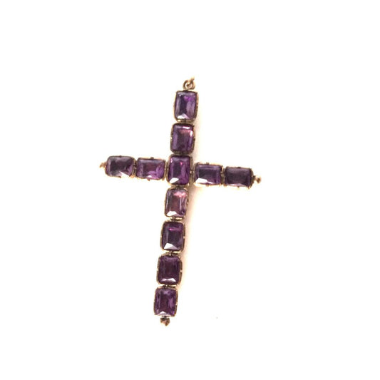 Antique Georgian Amethyst Set Cross Pendant