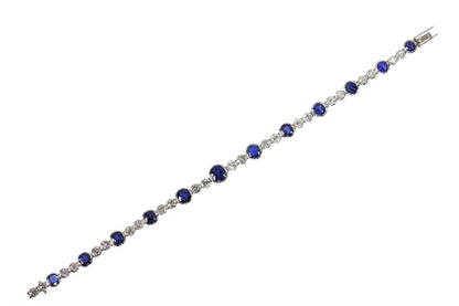 Art Deco Natural No Heat Sapphire and Diamond Bracelet in Platinum