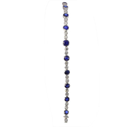 Art Deco Natural No Heat Sapphire and Diamond Bracelet in Platinum