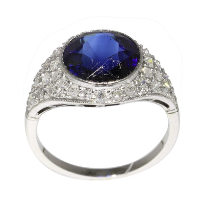 Vintage Sapphire And Diamond Ring In Platinum