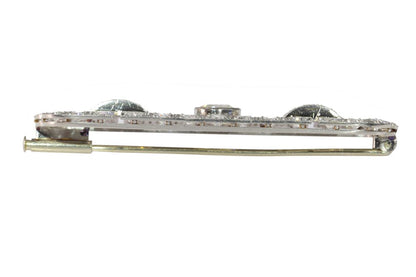 Art Deco-Inspired Gentleman's Bar Brooch In Platinum With Old Cut Diamonds