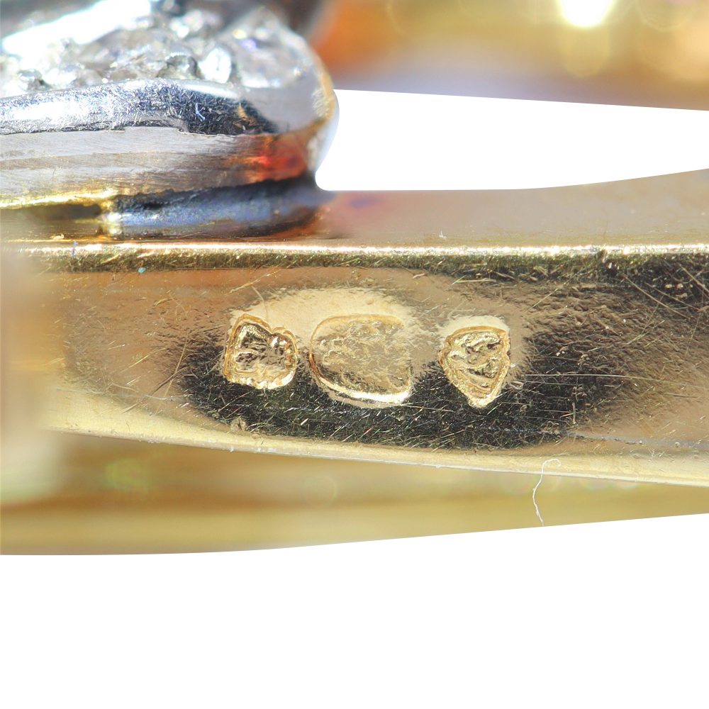 Vintage Dog Brooch In Yellow and White Gold With Diamonds And Gemstones