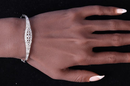 Dazzling Art Deco Old Cut Diamond Bracelet In White Gold