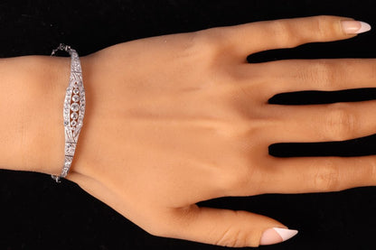 Dazzling Art Deco Old Cut Diamond Bracelet In White Gold