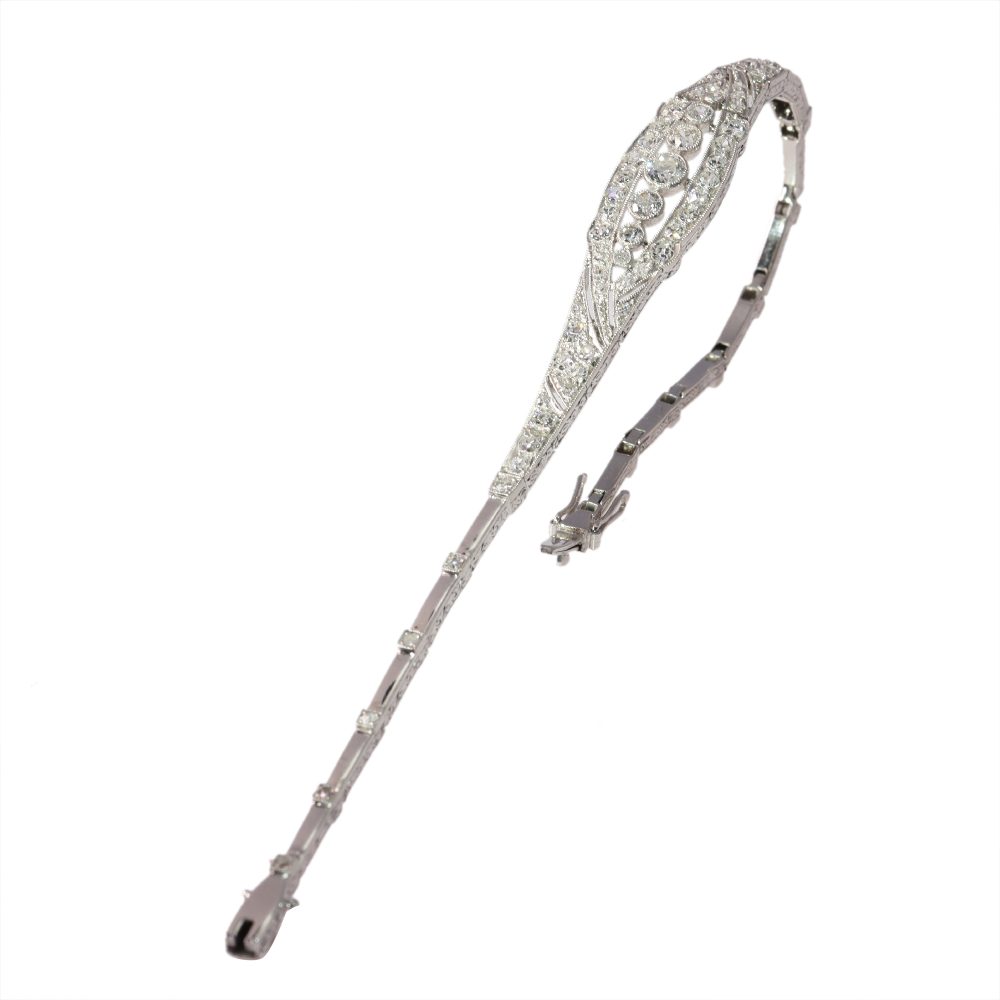 Dazzling Art Deco Old Cut Diamond Bracelet In White Gold