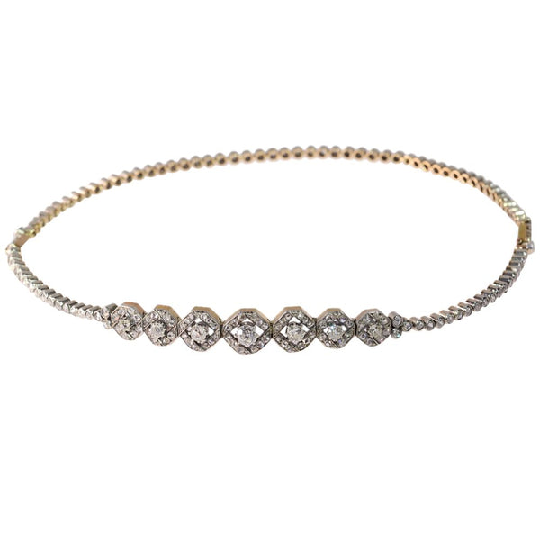 Victorian diamond bracelets that transform into necklace in gold and silver.