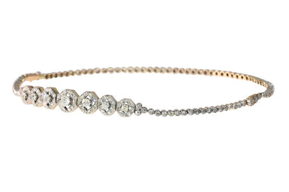 Victorian Two Old Cut Diamond Bracelets Transform Into Dog Collar Necklace In Gold And Silver