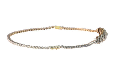Victorian Two Old Cut Diamond Bracelets Transform Into Dog Collar Necklace In Gold And Silver