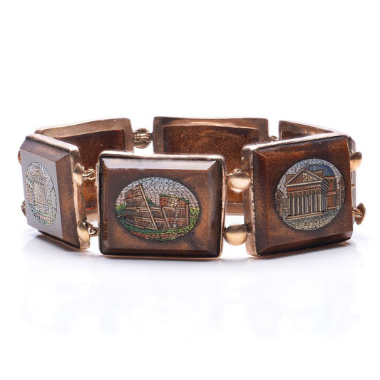 Antique Italian Gold and Micromosiac Bracelet