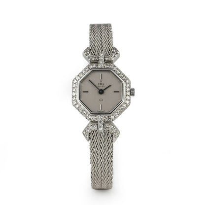 Vintage Ebel 18ct White Gold and Diamond Set Octagonal Bracelet Watch