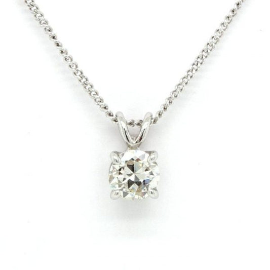 0.75ct Diamond Single Stone Solitaire Pendant; a 0.75 carat brilliant cut diamond on 18ct white gold split bale to a white gold trace chain.