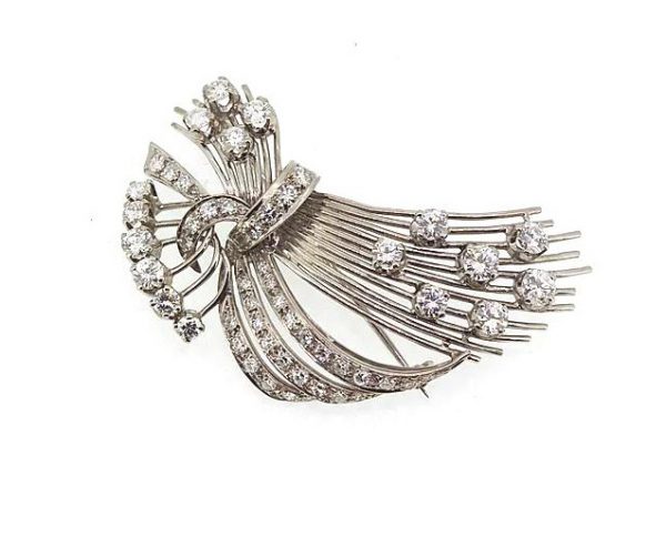 Vintage 2.50 carat Diamond and 18ct White Gold Spray Brooch; a unique brooch set with brilliant cut diamonds totaling 2.50 carats, set in 18ct white gold.