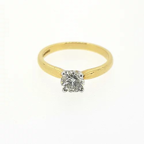 0.71ct Solitaire Diamond Engagement Ring; classic diamond engagement ring, 0.71 carat round brilliant-cut diamond mounted in 18ct yellow gold