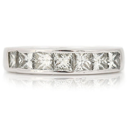 2ct Princess Cut Diamond Seven Stone Half Eternity Band Ring in 18ct White Gold