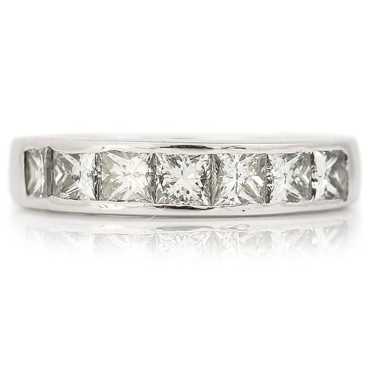 2ct Princess Cut Diamond Seven Stone Half Eternity Band Ring in 18ct White Gold