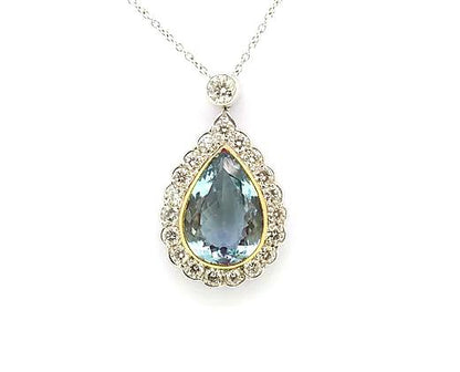 Aquamarine and Diamond Pendant, 5.32 carat total, 18ct Gold