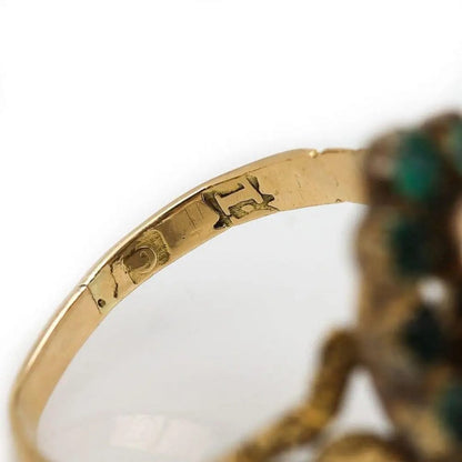 Antique Georgian Yellow Topaz and Emerald Navette Cluster Ring, c.1815