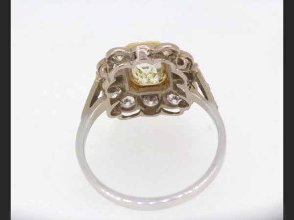 Emerald Cut Yellow Diamond Cluster Ring, 2.61ct total, 18ct White Gold