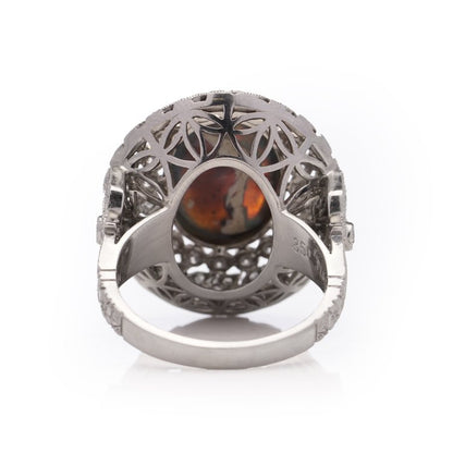 3.30ct Opal and Diamond Double Cluster Dress Ring in Platinum