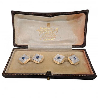 Art Deco Sapphire Platinum and Gold Cufflinks