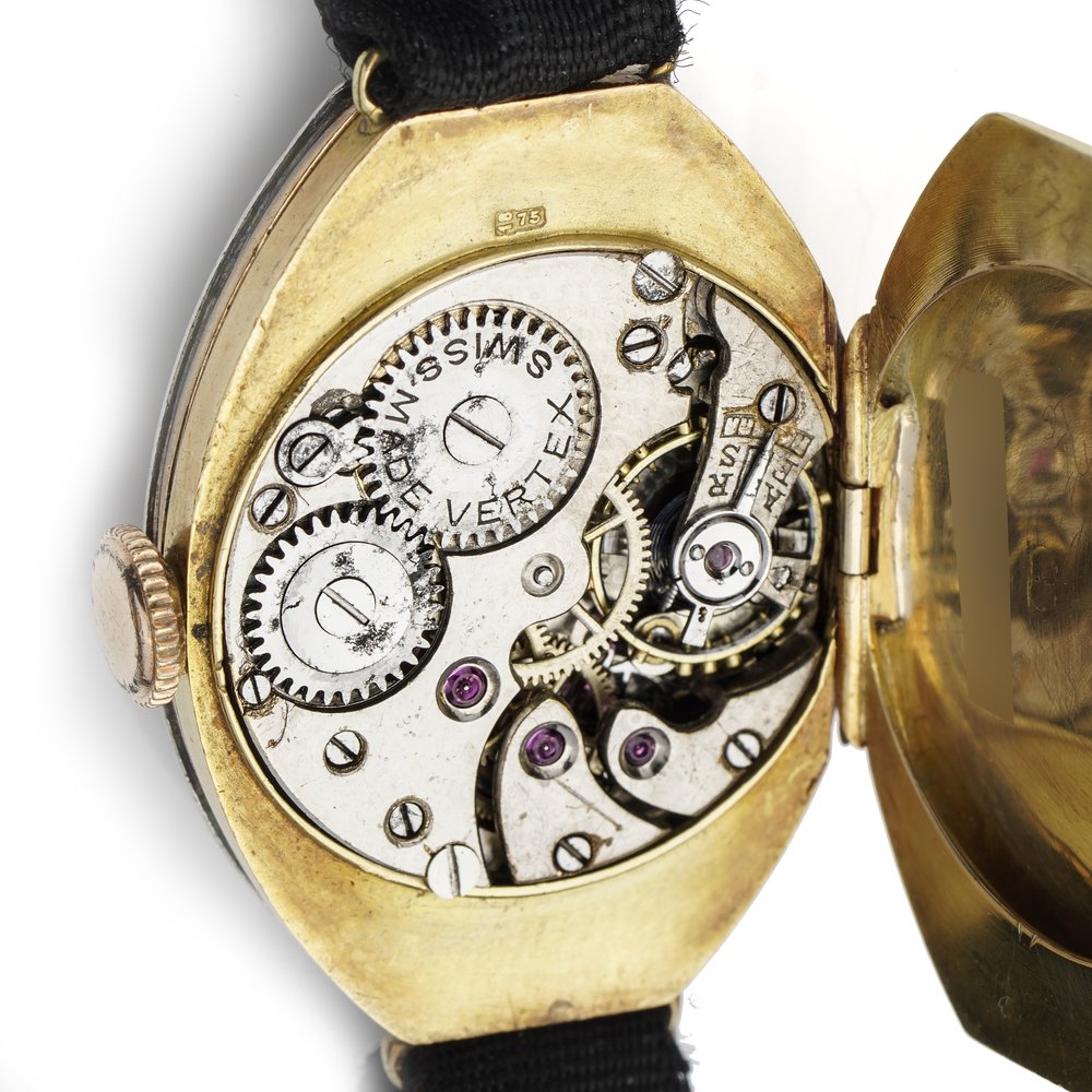 Art Deco Vertex 18ct Gold Manual Watch with Diamonds, Circa 1919