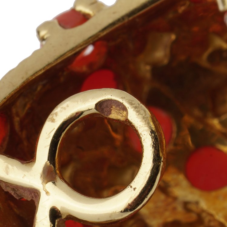 Vintage Cartier Coral and 18ct Yellow Gold Clip On Earrings by Signori and Bondioli