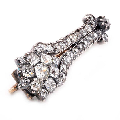 Rare Antique Georgian 1.40ct Old Cut Diamond Cluster Comet Brooch