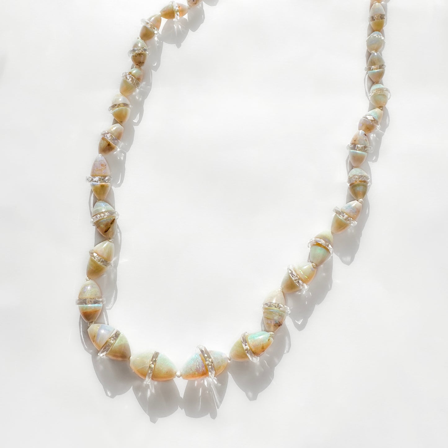 Edwardian Antique Opal and Rock Crystal Bead Necklace