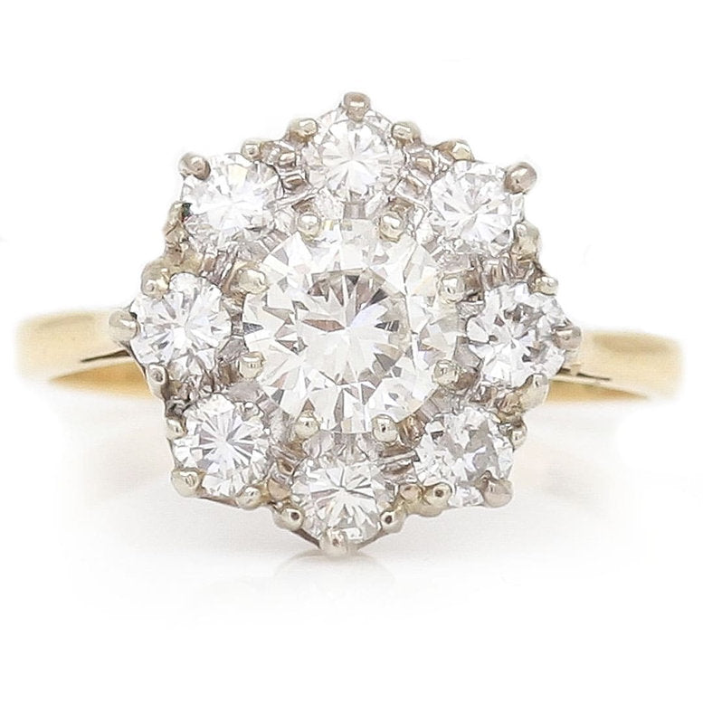 Vintage Diamond Floral Cluster Ring, 1.60 carats