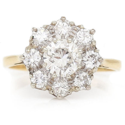 Vintage Diamond Floral Cluster Ring, 1.60 carats