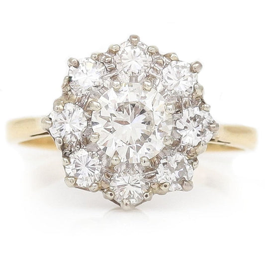 Vintage Diamond Floral Cluster Ring, 1.60 carats