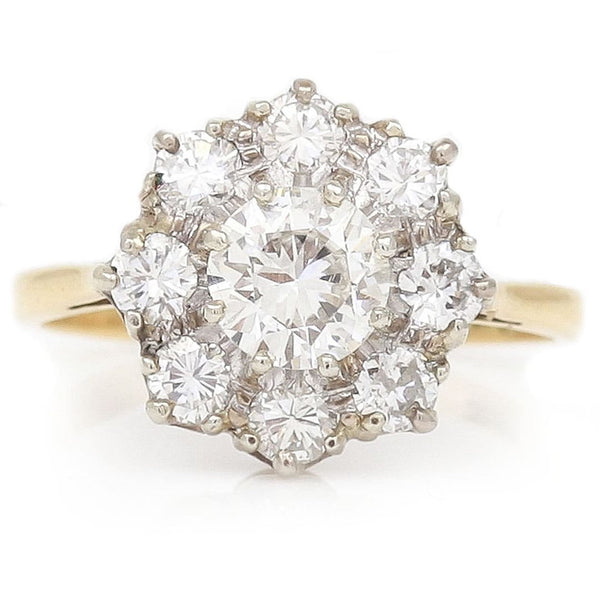 Vintage Diamond Floral Cluster Ring, 1.60 carats
