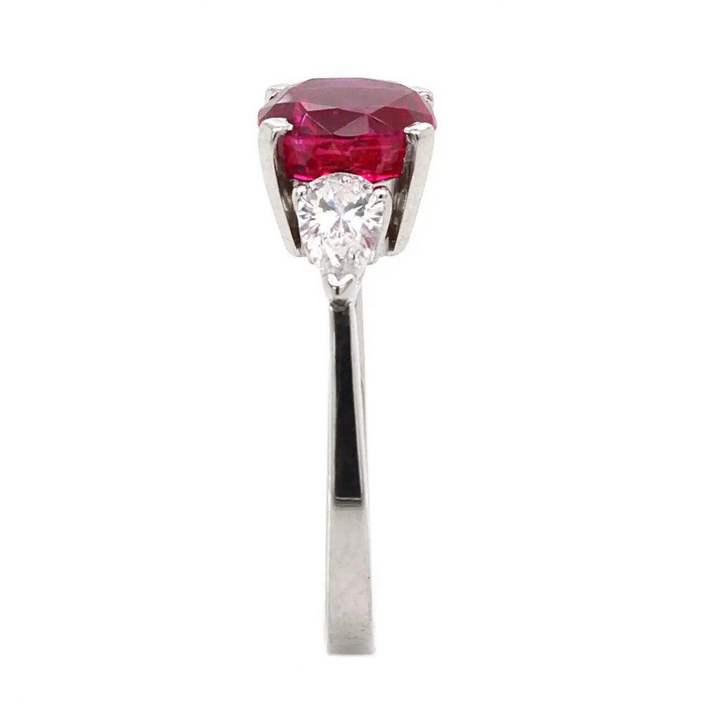 Certified Natural 2.4ct Burma Ruby and Diamond Ring by Gubelin