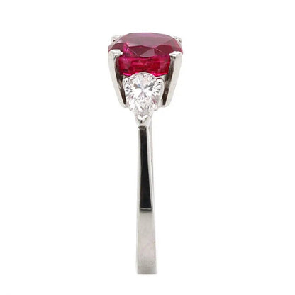 Certified Natural 2.4ct Burma Ruby and Diamond Ring by Gubelin