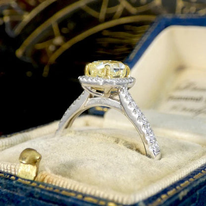 GIA 1.24ct Fancy Yellow Diamond Cluster Engagement Ring