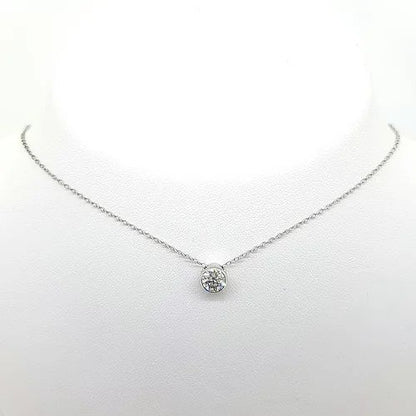 0.50ct Solitaire Diamond Pendant, featuring a 0.50ct brilliant-cut diamond, collet set in 18ct white gold, on a trace chain