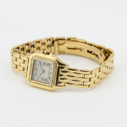 Ladies Cartier Panthere 866919 Ladies 18ct Yellow Gold Quartz Watch with Factory Diamonds, 22mm case with factory diamond bezel and solid gold bracelet strap