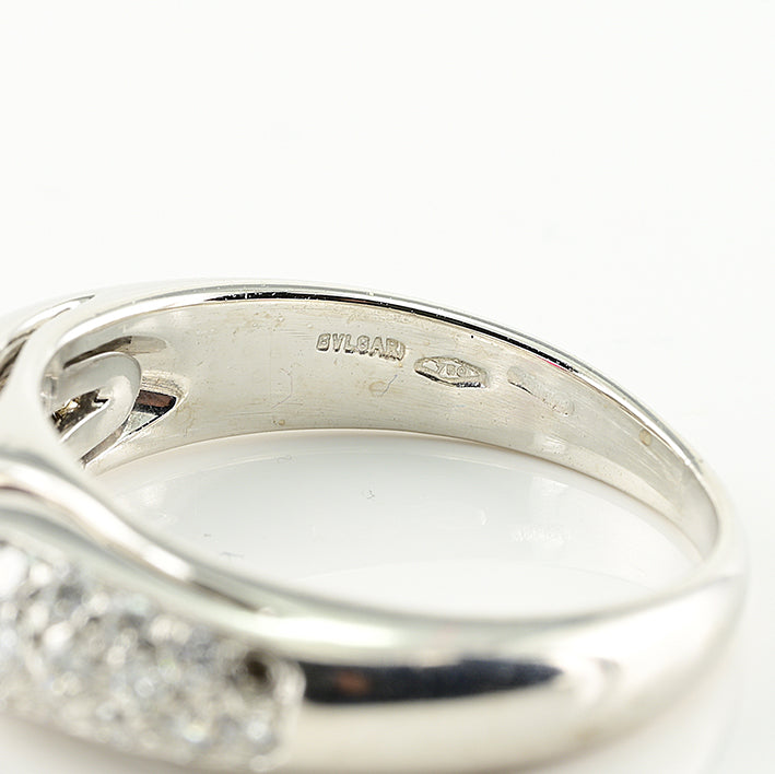 Vintage Bvlgari 0.55ct Ruby and Diamond Engagement Ring in 18ct White Gold