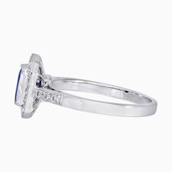1.02ct Sapphire and Diamond Cluster Engagement Ring in 18ct White Gold