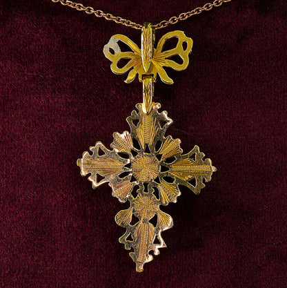Rare Georgian Antique 1.50ct Ruby and Diamond Set 22ct Gold Cross Pendant, Late 18th century Circa 1770