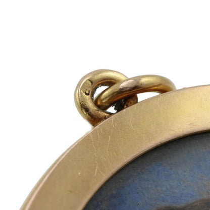 Antique French Portrait Miniature Pendant, with watercolour paintings on both sides, in 18ct yellow gold with enamel transcript, 19th century Circa 1890s