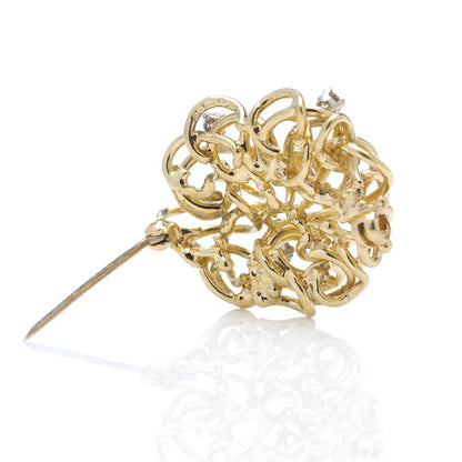 Alan Martin Gard Vintage 18ct Yellow Gold Brooch with 0.35cts Diamonds, London 1977