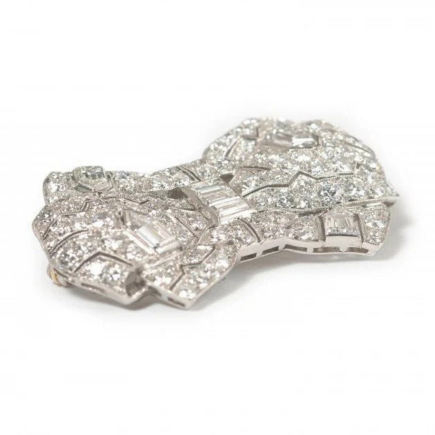 Art Deco Tiffany and Co 6.5ct Diamond Bow Brooch in Platinum