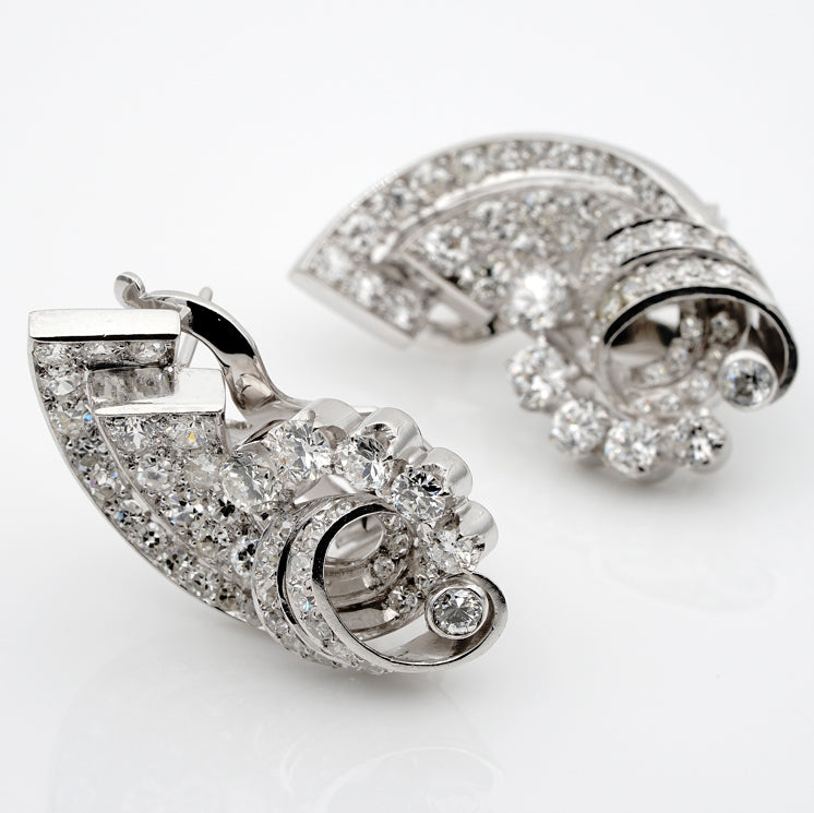 Art Deco 4.50ct Diamond Cornucopia Earrings