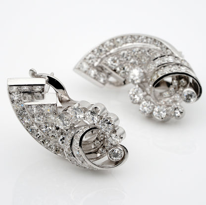 Art Deco 4.50ct Diamond Cornucopia Earrings