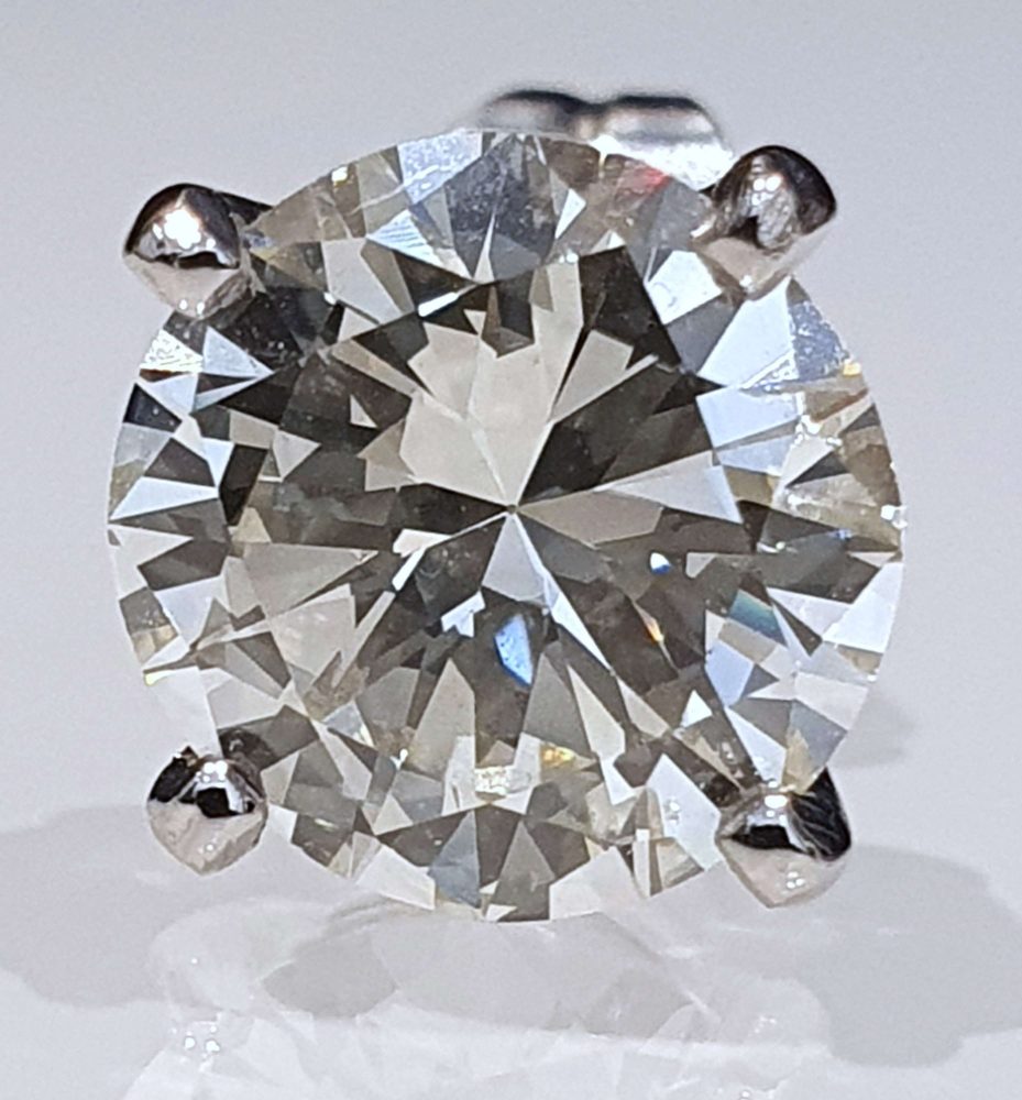 Vintage 1950s Diamond Solitaire Stud Earrings, 3.77 carat total
